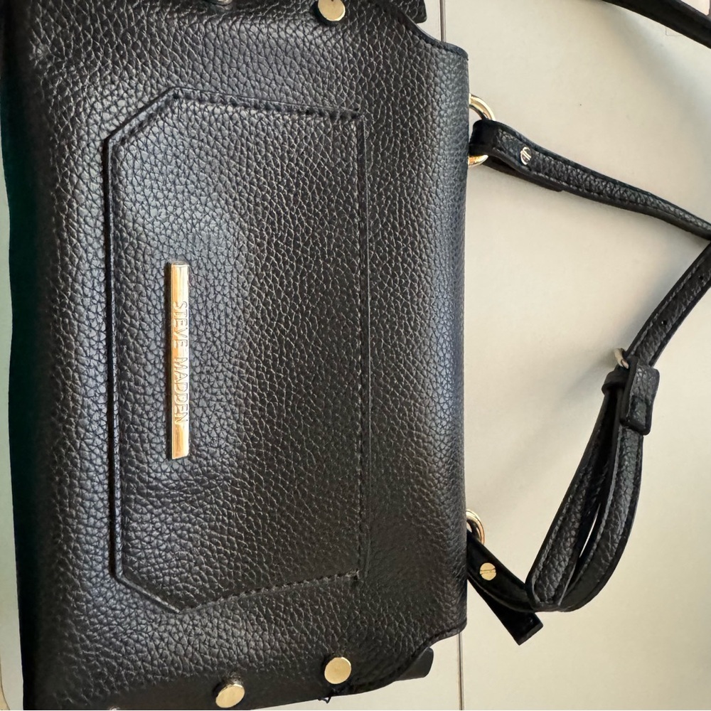 Steve Madden Black Crossbody Bag with Gold Details
